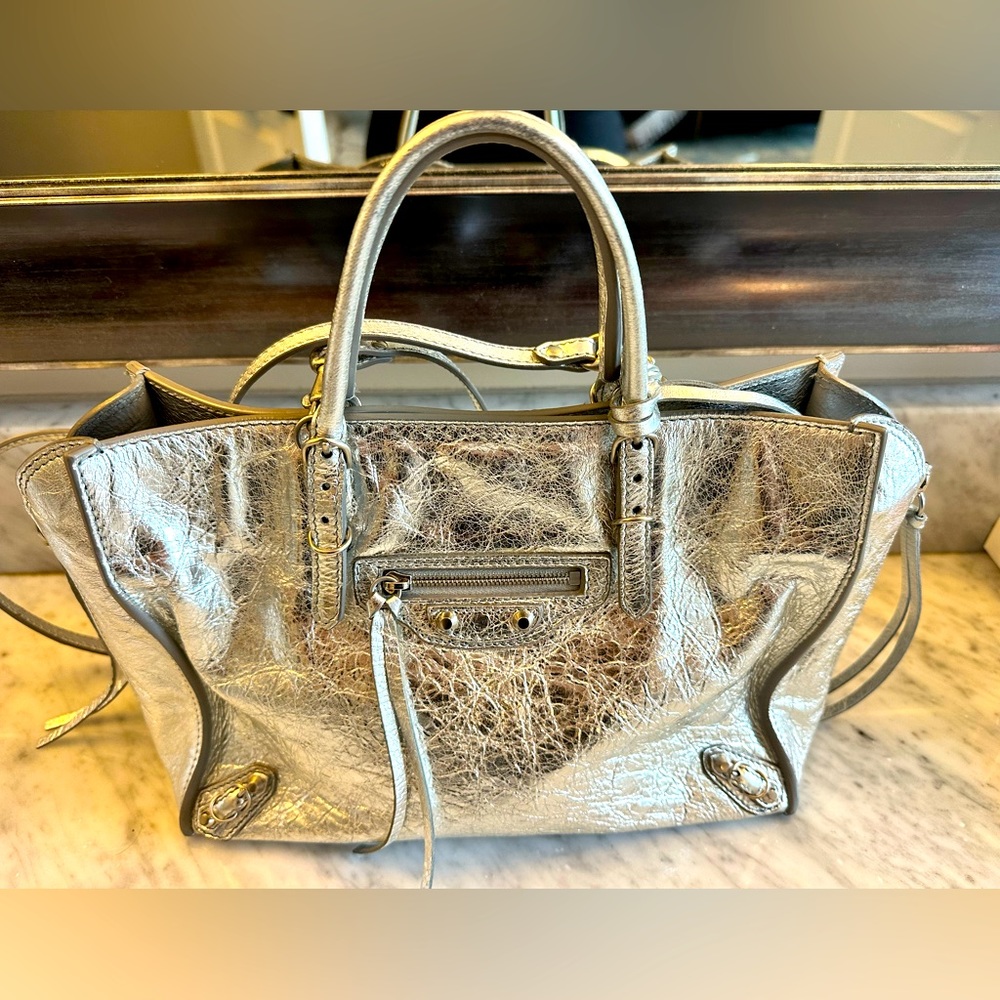 Balenciaga papier handbag metallic